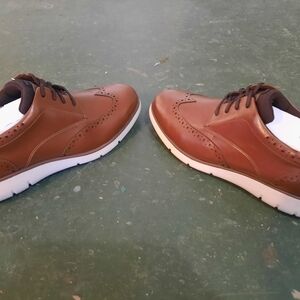 Men's Brown Leather Wingtip Sneakers - Casual Dress Hybrid
